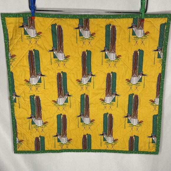 Roadrunner Lizard Cactus Fabric Quilt Square Charley Harper Organic Cotton 21x18 - Picture 4 of 9